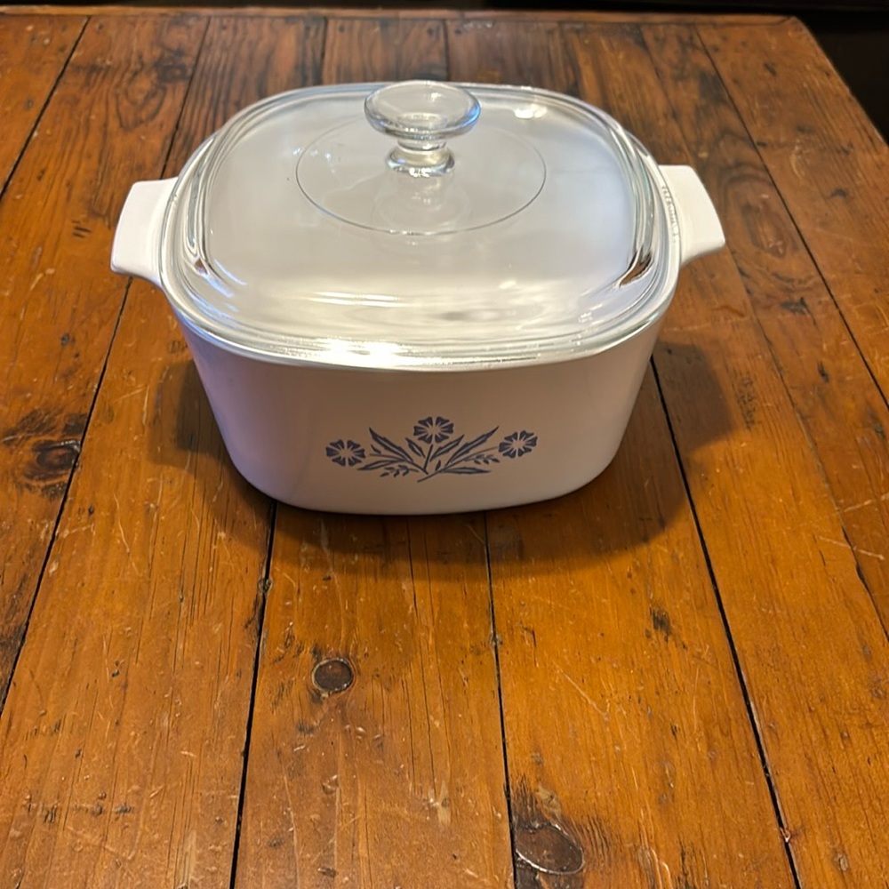 Vintage Corningware Blue Cornflower Deep Dish 3 Quart A-3-B with Pyrex Lid